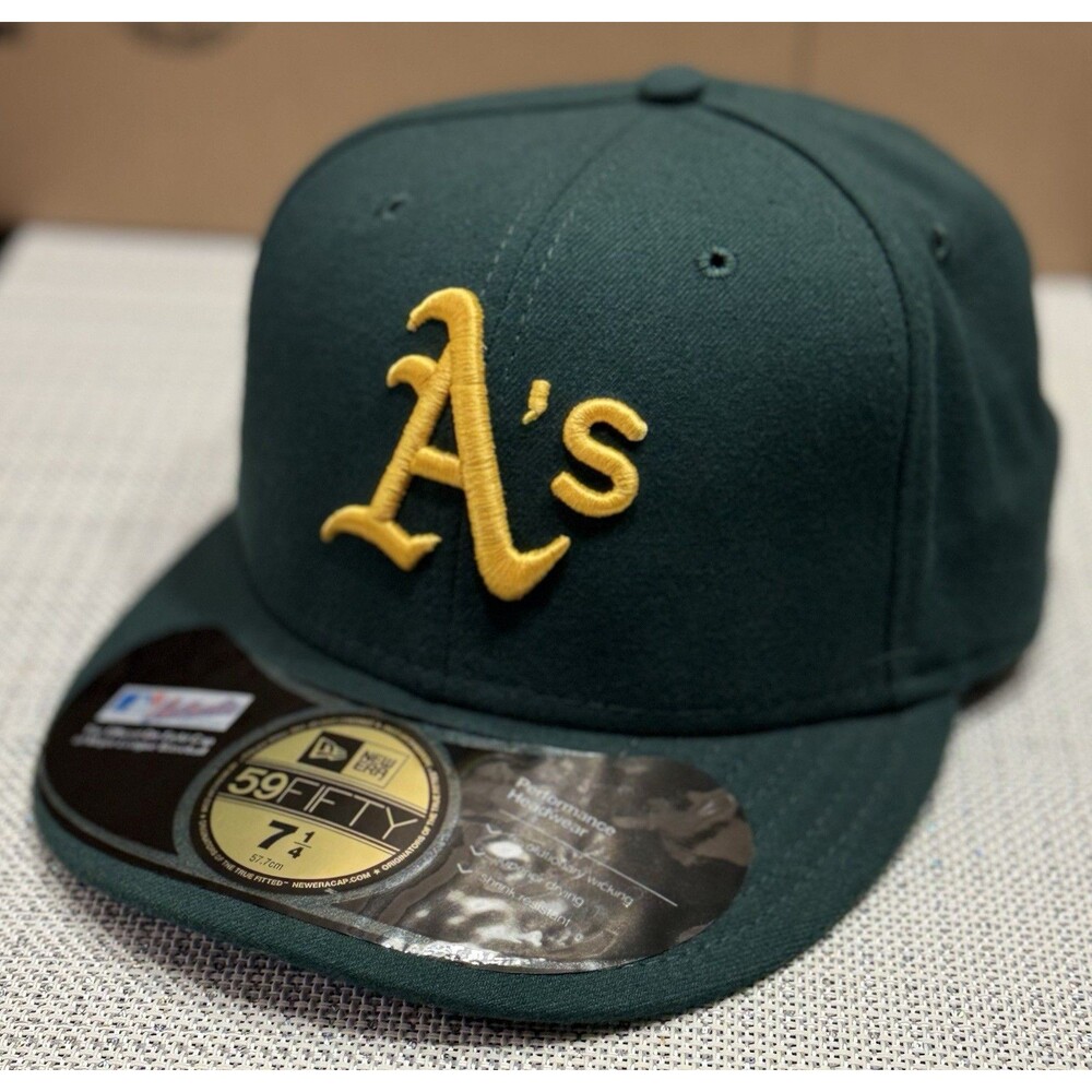NEW OAKLAND ATHLETICS A'S Green New Era MLB BASEBALL HAT Fitted 7 1/4 Authentic